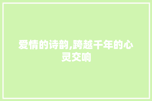 爱情的诗韵,跨越千年的心灵交响