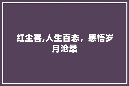 红尘客,人生百态，感悟岁月沧桑