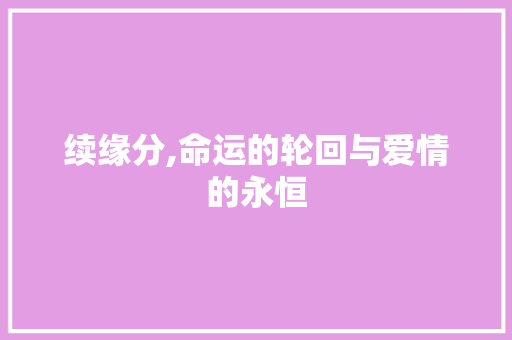 续缘分,命运的轮回与爱情的永恒