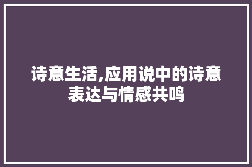 诗意生活,应用说中的诗意表达与情感共鸣