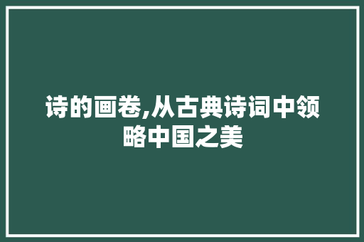 诗的画卷,从古典诗词中领略中国之美