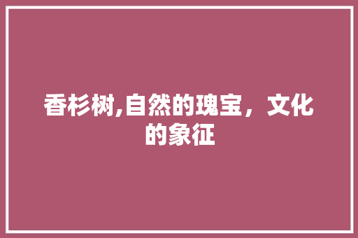 香杉树,自然的瑰宝，文化的象征