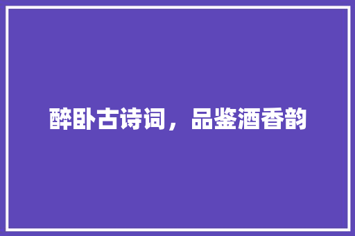 醉卧古诗词，品鉴酒香韵
