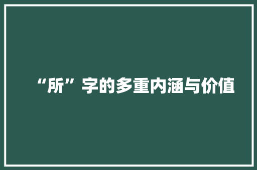 “所”字的多重内涵与价值