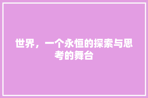 世界，一个永恒的探索与思考的舞台