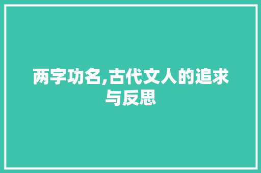 两字功名,古代文人的追求与反思 成语汇编