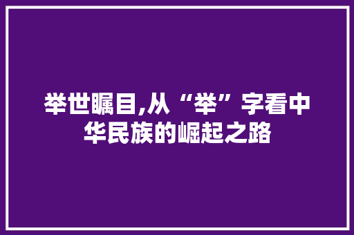 举世瞩目,从“举”字看中华民族的崛起之路