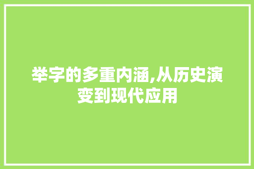 举字的多重内涵,从历史演变到现代应用