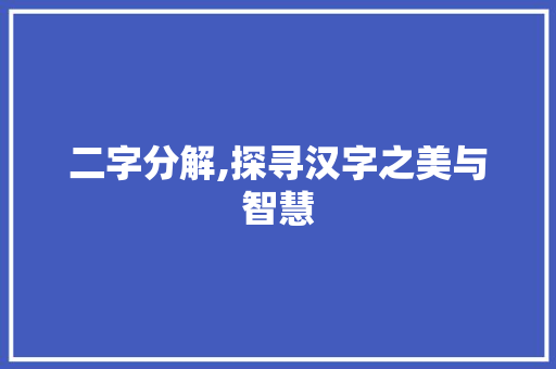 二字分解,探寻汉字之美与智慧