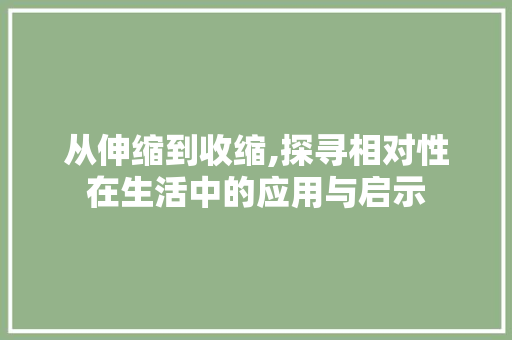 从伸缩到收缩,探寻相对性在生活中的应用与启示 汉字拼音