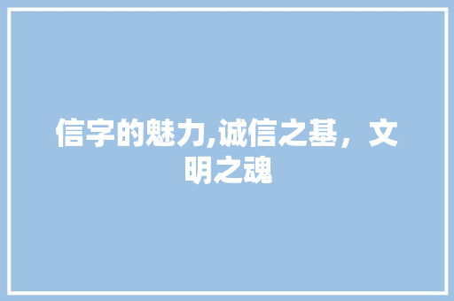 信字的魅力,诚信之基，文明之魂 近义词汇
