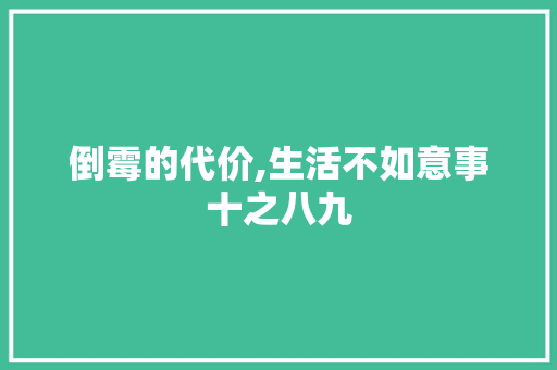 倒霉的代价,生活不如意事十之八九