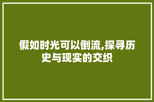 假如时光可以倒流,探寻历史与现实的交织