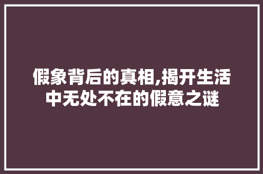 假象背后的真相,揭开生活中无处不在的假意之谜 短语
