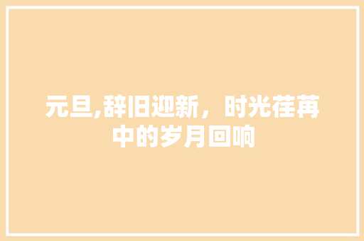 元旦,辞旧迎新，时光荏苒中的岁月回响