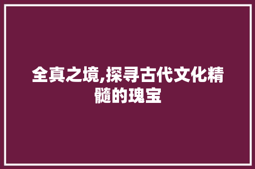 全真之境,探寻古代文化精髓的瑰宝