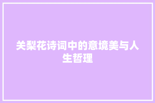 关梨花诗词中的意境美与人生哲理