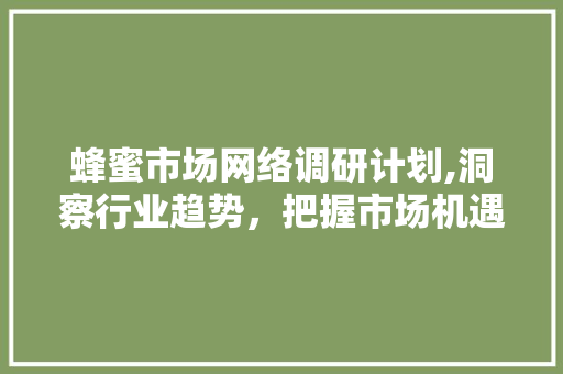 蜂蜜市场网络调研计划,洞察行业趋势，把握市场机遇