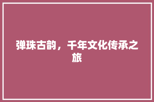 弹珠古韵，千年文化传承之旅 短语