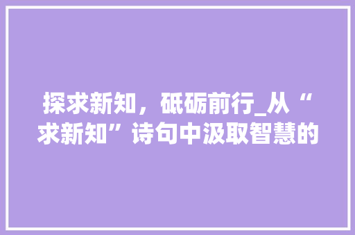 探求新知，砥砺前行_从“求新知”诗句中汲取智慧的力量