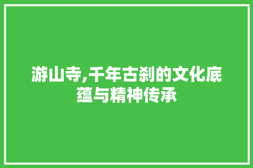 游山寺,千年古刹的文化底蕴与精神传承
