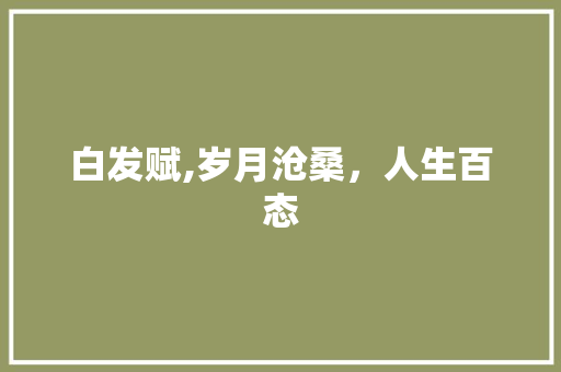 白发赋,岁月沧桑，人生百态