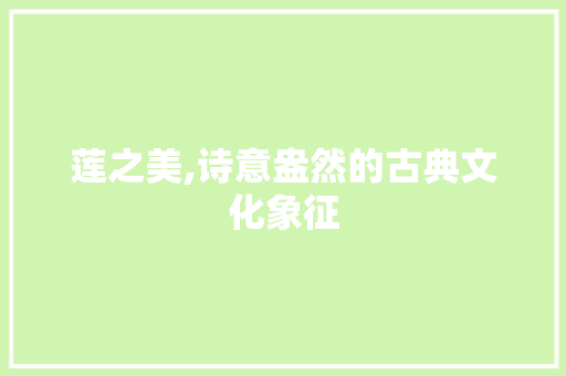 莲之美,诗意盎然的古典文化象征