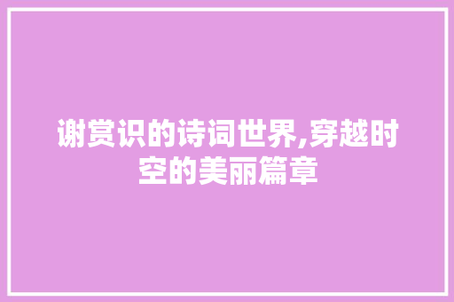 谢赏识的诗词世界,穿越时空的美丽篇章 问答