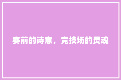 赛前的诗意，竞技场的灵魂 古代典籍