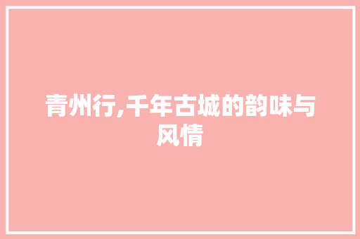青州行,千年古城的韵味与风情