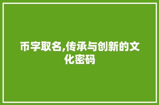 币字取名,传承与创新的文化密码