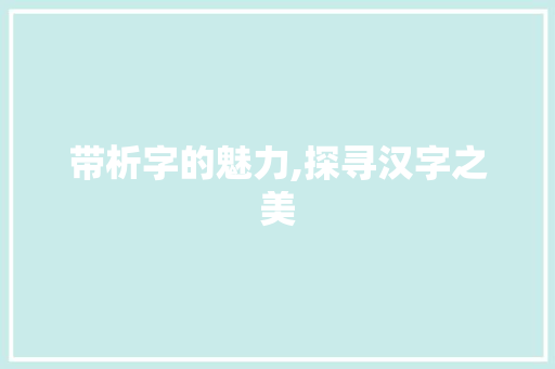 带析字的魅力,探寻汉字之美