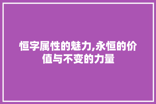恒字属性的魅力,永恒的价值与不变的力量