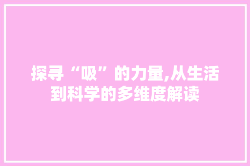 探寻“吸”的力量,从生活到科学的多维度解读