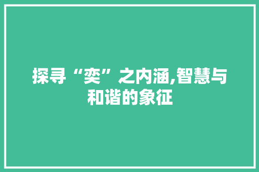 探寻“奕”之内涵,智慧与和谐的象征