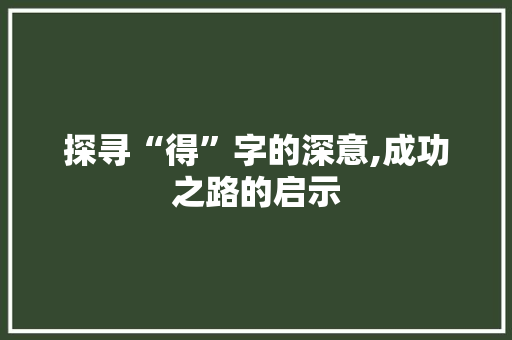 探寻“得”字的深意,成功之路的启示
