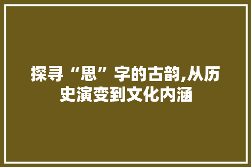 探寻“思”字的古韵,从历史演变到文化内涵