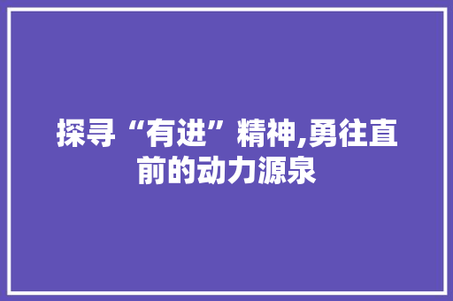 探寻“有进”精神,勇往直前的动力源泉