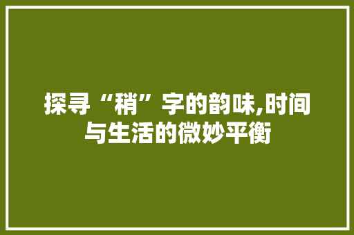 探寻“稍”字的韵味,时间与生活的微妙平衡