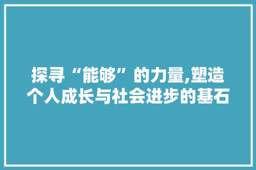 探寻“能够”的力量,塑造个人成长与社会进步的基石