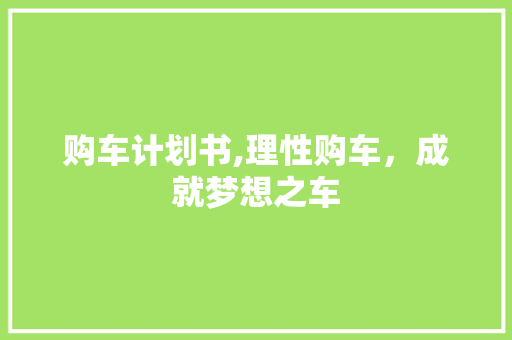 购车计划书,理性购车，成就梦想之车