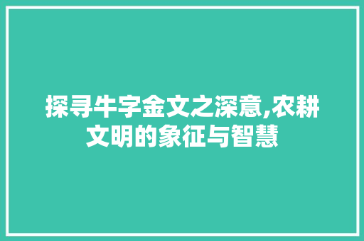 探寻牛字金文之深意,农耕文明的象征与智慧