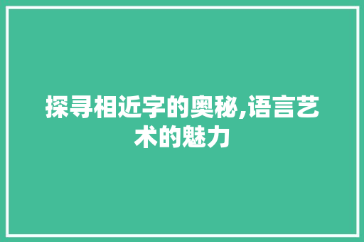探寻相近字的奥秘,语言艺术的魅力 成语汇编