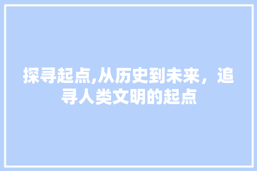 探寻起点,从历史到未来，追寻人类文明的起点