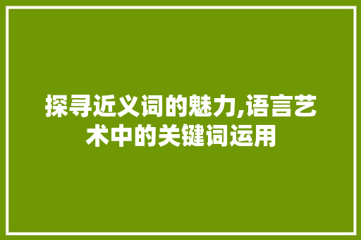 探寻近义词的魅力,语言艺术中的关键词运用