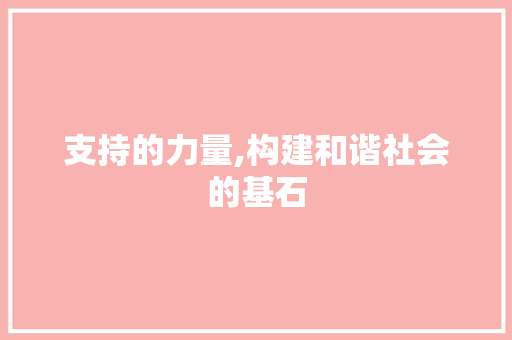 支持的力量,构建和谐社会的基石