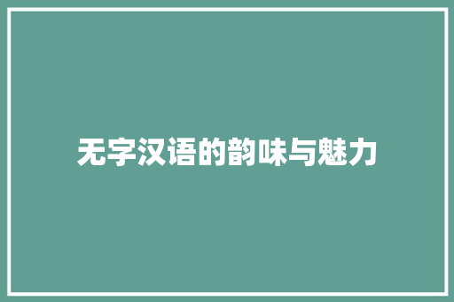 无字汉语的韵味与魅力