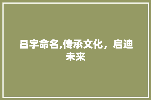 昌字命名,传承文化，启迪未来