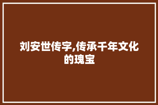 刘安世传字,传承千年文化的瑰宝