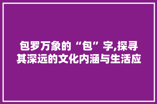 包罗万象的“包”字,探寻其深远的文化内涵与生活应用